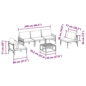vidaXL Set Divano da Giardino 6 pcs Antracite Acciaio