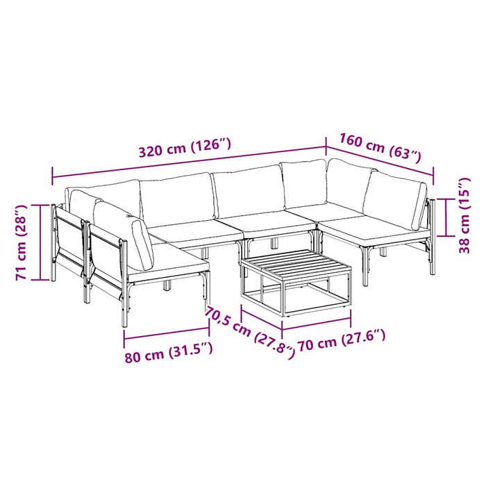 vidaXL Set Divano da Giardino 7 pcs Antracite Acciaio