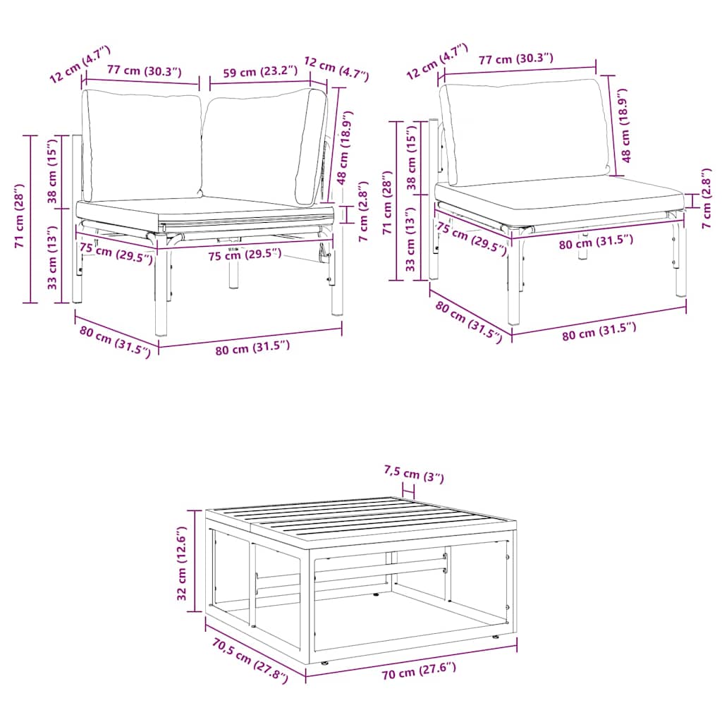 vidaXL Set Divano da Giardino 7 pcs Antracite Acciaio
