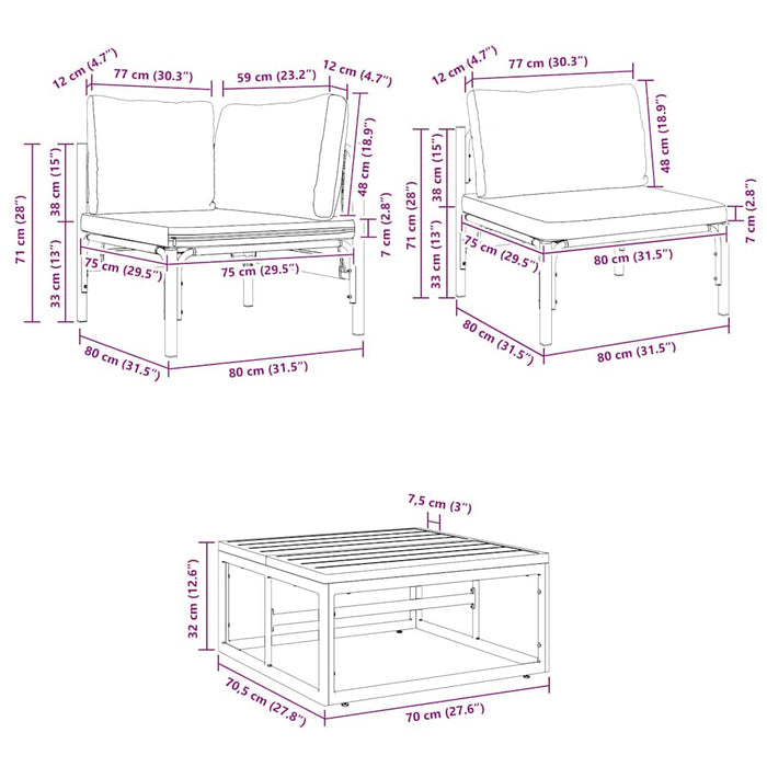 vidaXL Set Divano da Giardino 7 pcs Antracite Acciaio