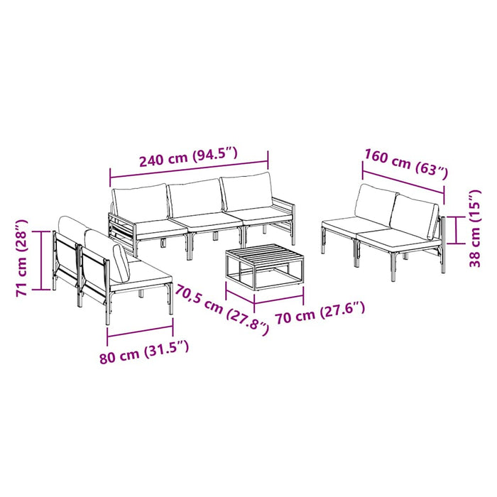 vidaXL Set Divano da Giardino 8 pcs Antracite Acciaio