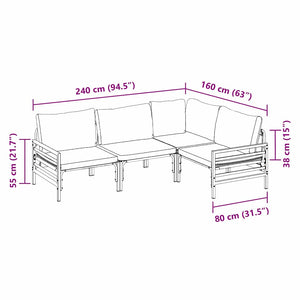 vidaXL Set Divano da Giardino 4 pcs Antracite Acciaio