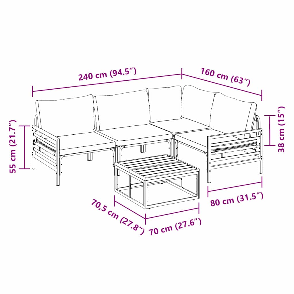 vidaXL Set Divano da Giardino 6 pcs Antracite Acciaio