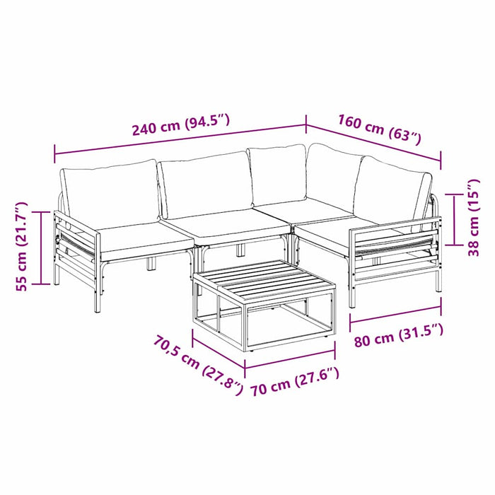 vidaXL Set Divano da Giardino 6 pcs Antracite Acciaio