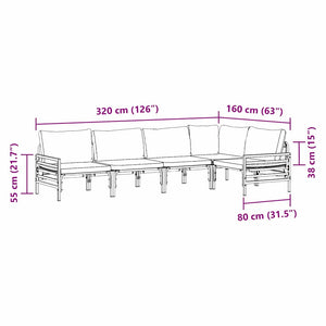 vidaXL Set Divano da Giardino 5 pcs Antracite Acciaio