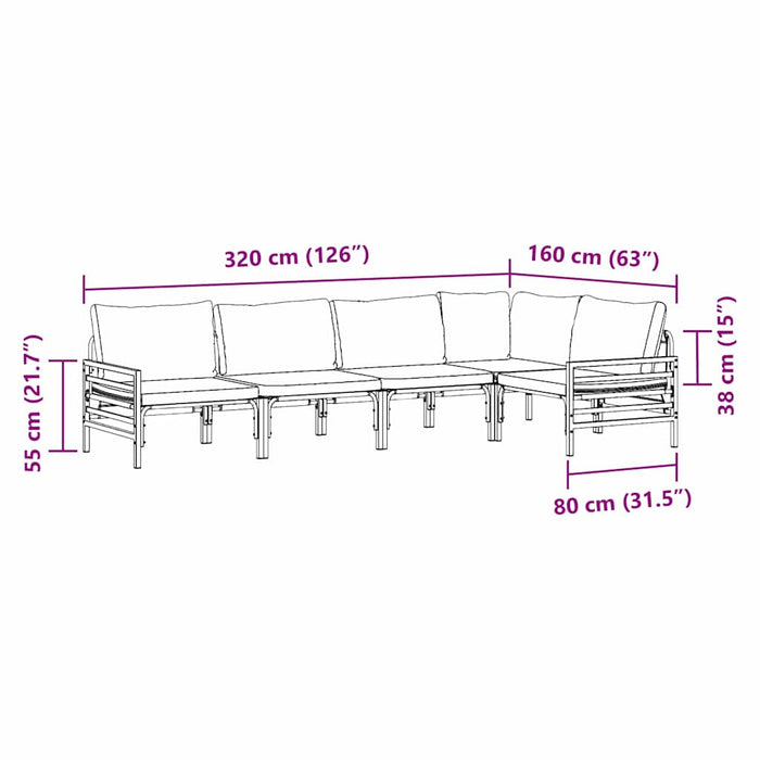 vidaXL Set Divano da Giardino 5 pcs Antracite Acciaio
