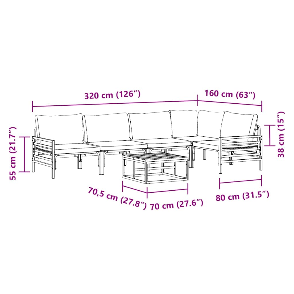 vidaXL Set Divano da Giardino 6 pcs Antracite Acciaio