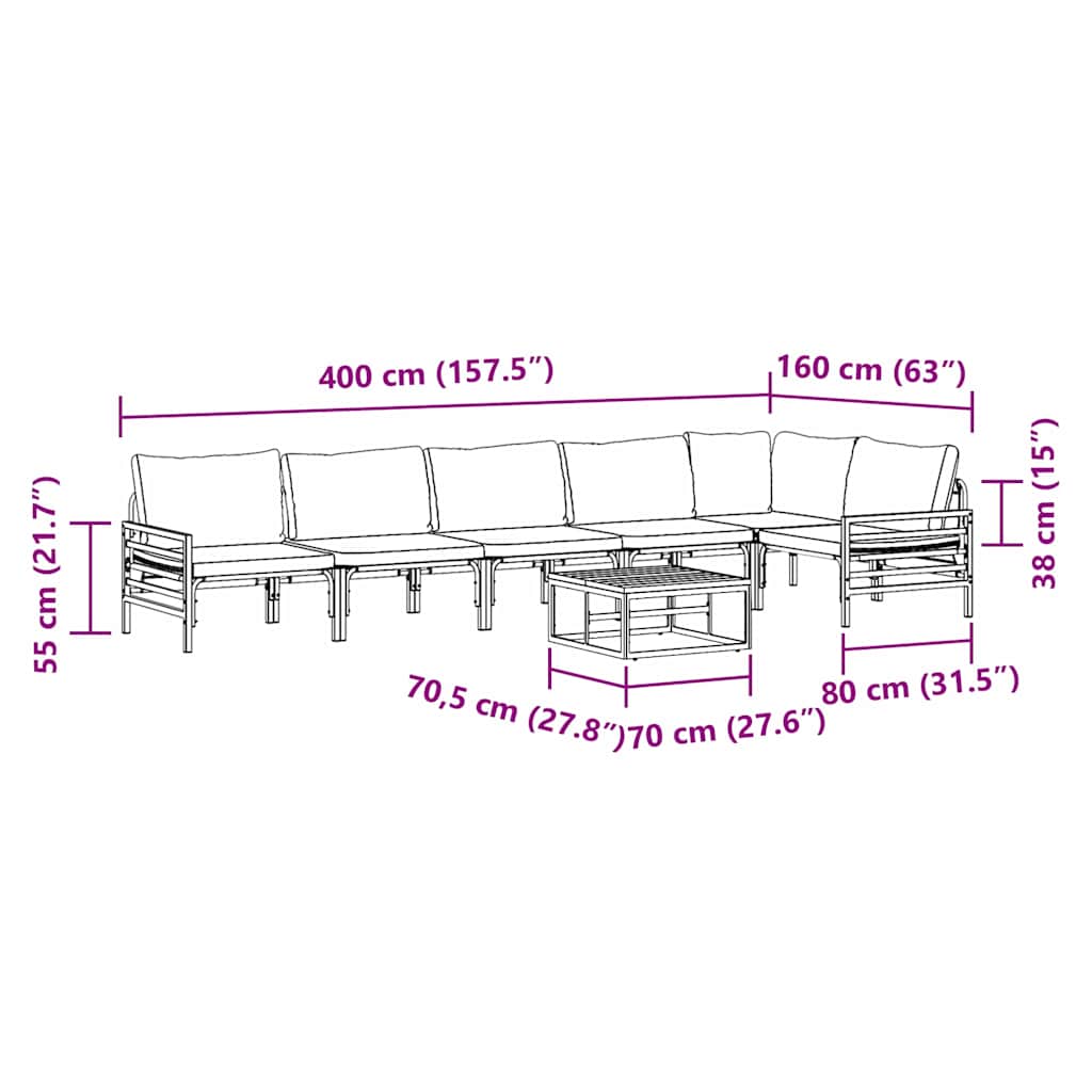 vidaXL Set Divano da Giardino 7 pcs Antracite Acciaio
