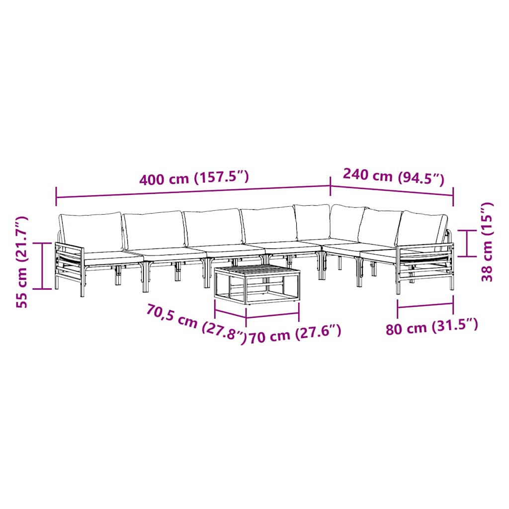 vidaXL Set Divano da Giardino 8 pcs Antracite Acciaio
