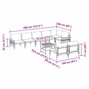 vidaXL Set Divano da Giardino 9 pcs Antracite Acciaio