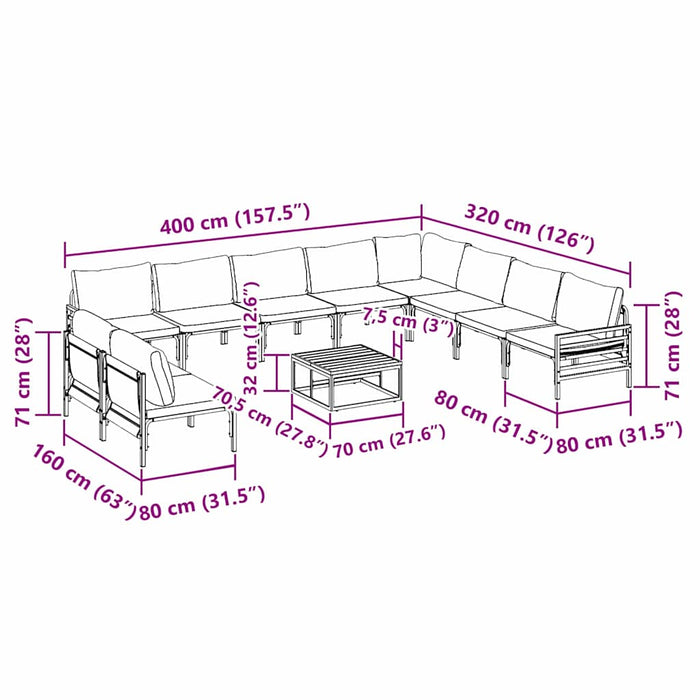 vidaXL Set Divano da Giardino 11 pcs Antracite Acciaio