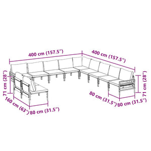 vidaXL Set Divano da Giardino 11 pcs Antracite Acciaio
