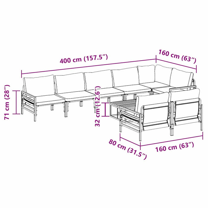 vidaXL Set Divano da Giardino 9 pcs Antracite Acciaio