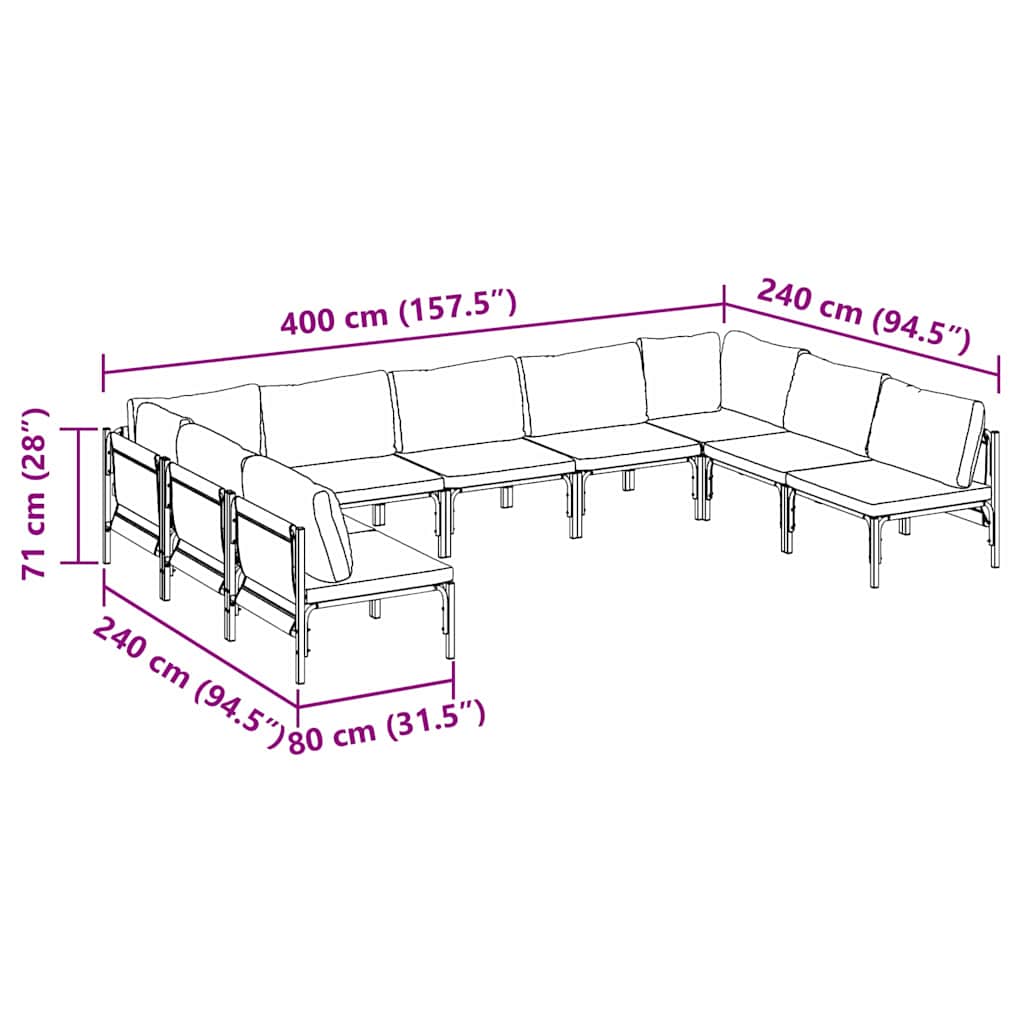 vidaXL Set Divano da Giardino 9 pcs Antracite Acciaio