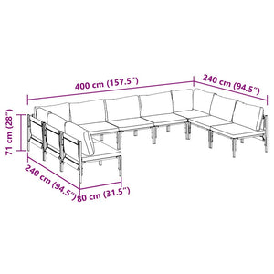 vidaXL Set Divano da Giardino 9 pcs Antracite Acciaio