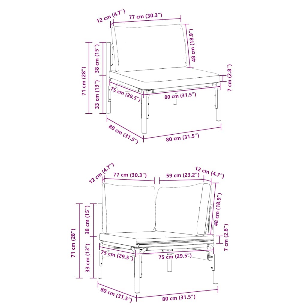 vidaXL Set Divano da Giardino 10 pcs Antracite Acciaio