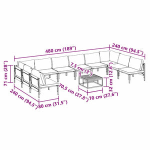 vidaXL Set Divano da Giardino 11 pcs Antracite Acciaio