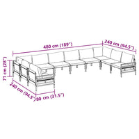 vidaXL Set Divano da Giardino 10 pcs Antracite Acciaio