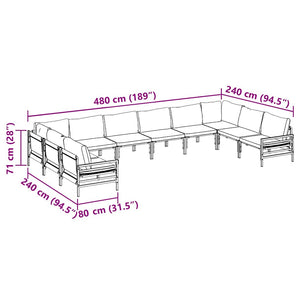 vidaXL Set Divano da Giardino 10 pcs Antracite Acciaio
