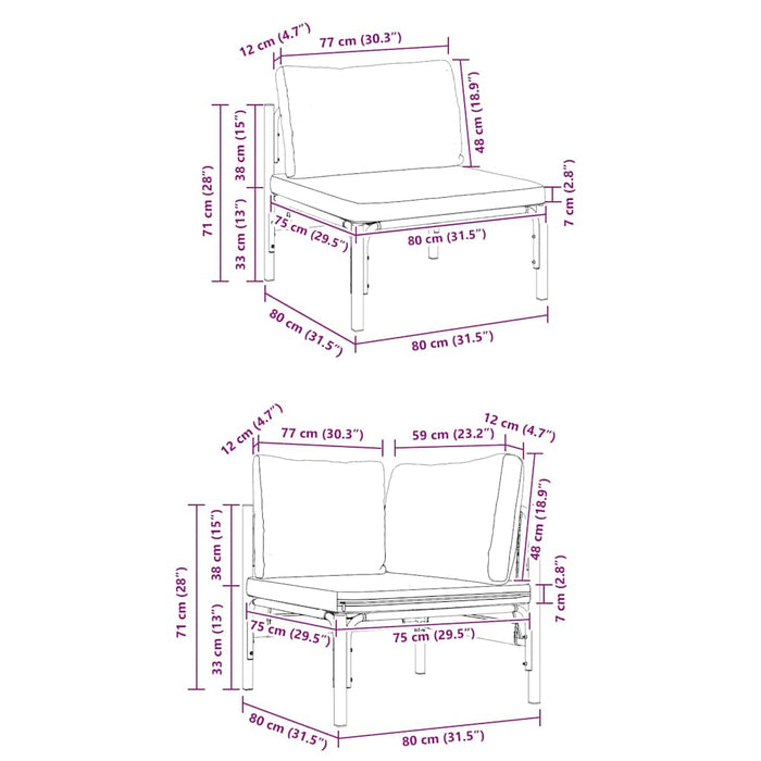 vidaXL Set Divano da Giardino 12 pcs Antracite Acciaio