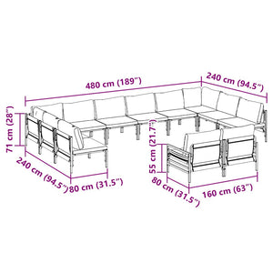 vidaXL Set Divano da Giardino 12 pcs Antracite Acciaio