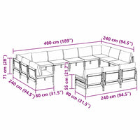 vidaXL Set Divano da Giardino 13 pcs Antracite Acciaio