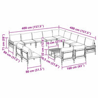 vidaXL Set Divano da Giardino 14 pcs Antracite Acciaio