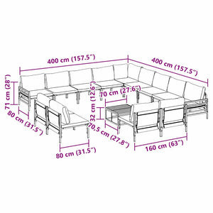 vidaXL Set Divano da Giardino 14 pcs Antracite Acciaio