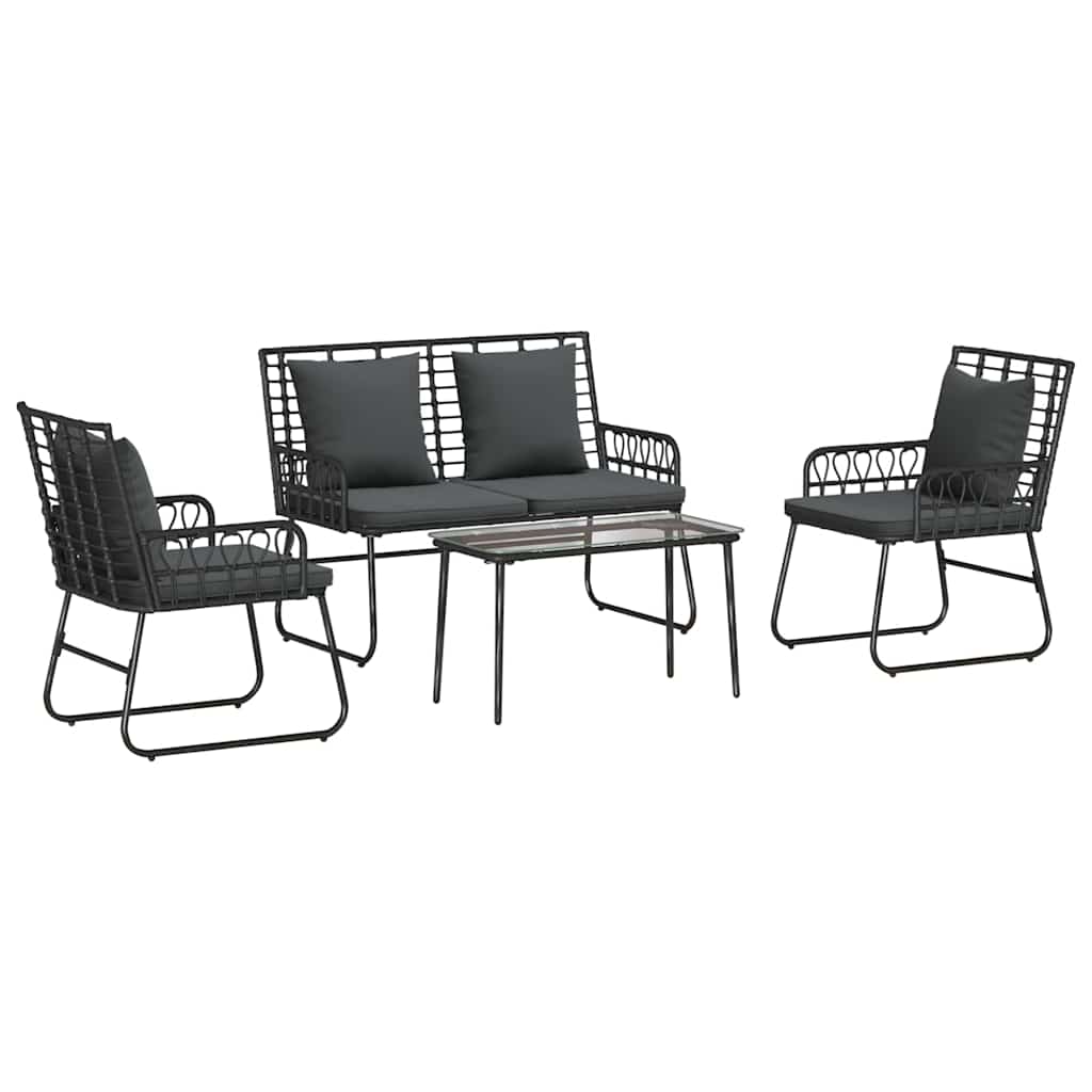 vidaXL Set di Mobili da Giardino con cuscino 4 pcs Nero e antracite