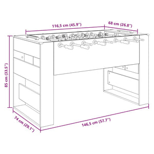 Tavolo da Calcio 2 pcs Grigio Sonoma 146,5 x 74 x 85 cm 3378204