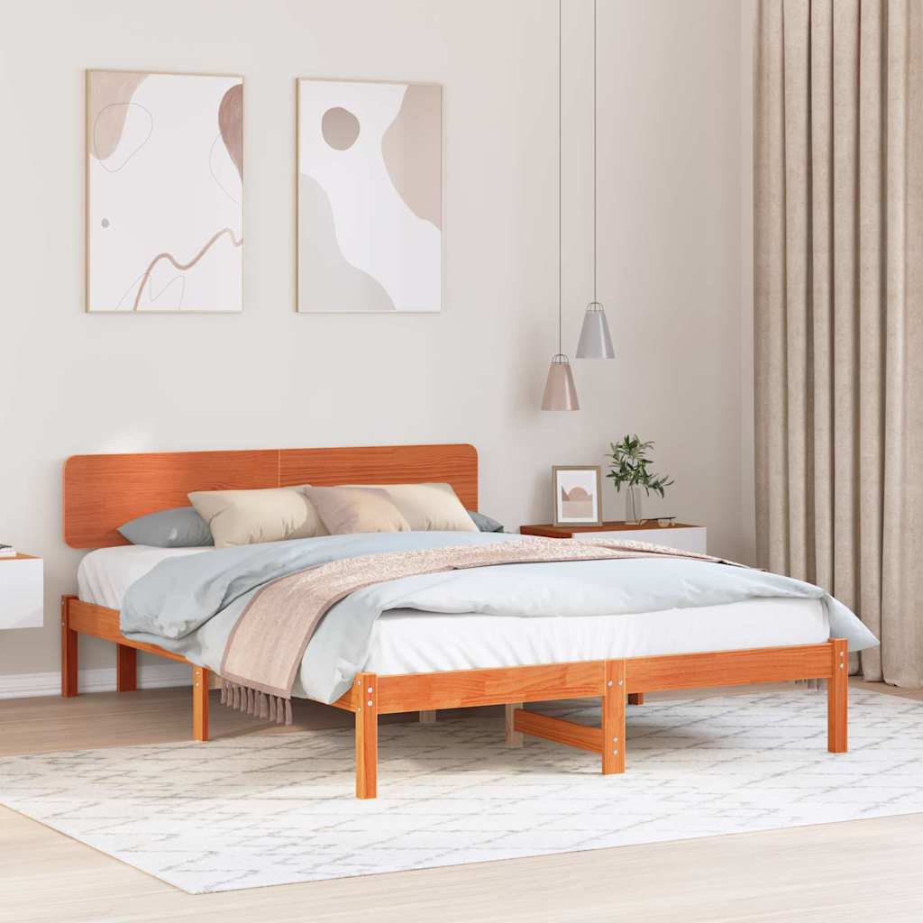 vidaXL Struttura del letto con testiera Marrone cerato 160 x 200 cm