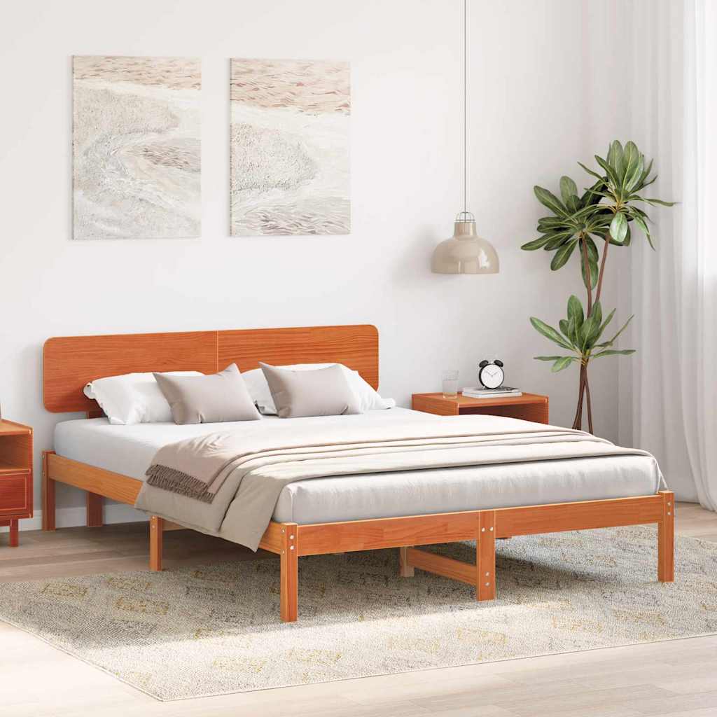 vidaXL Struttura del letto con testiera Marrone cerato 160 x 200 cm