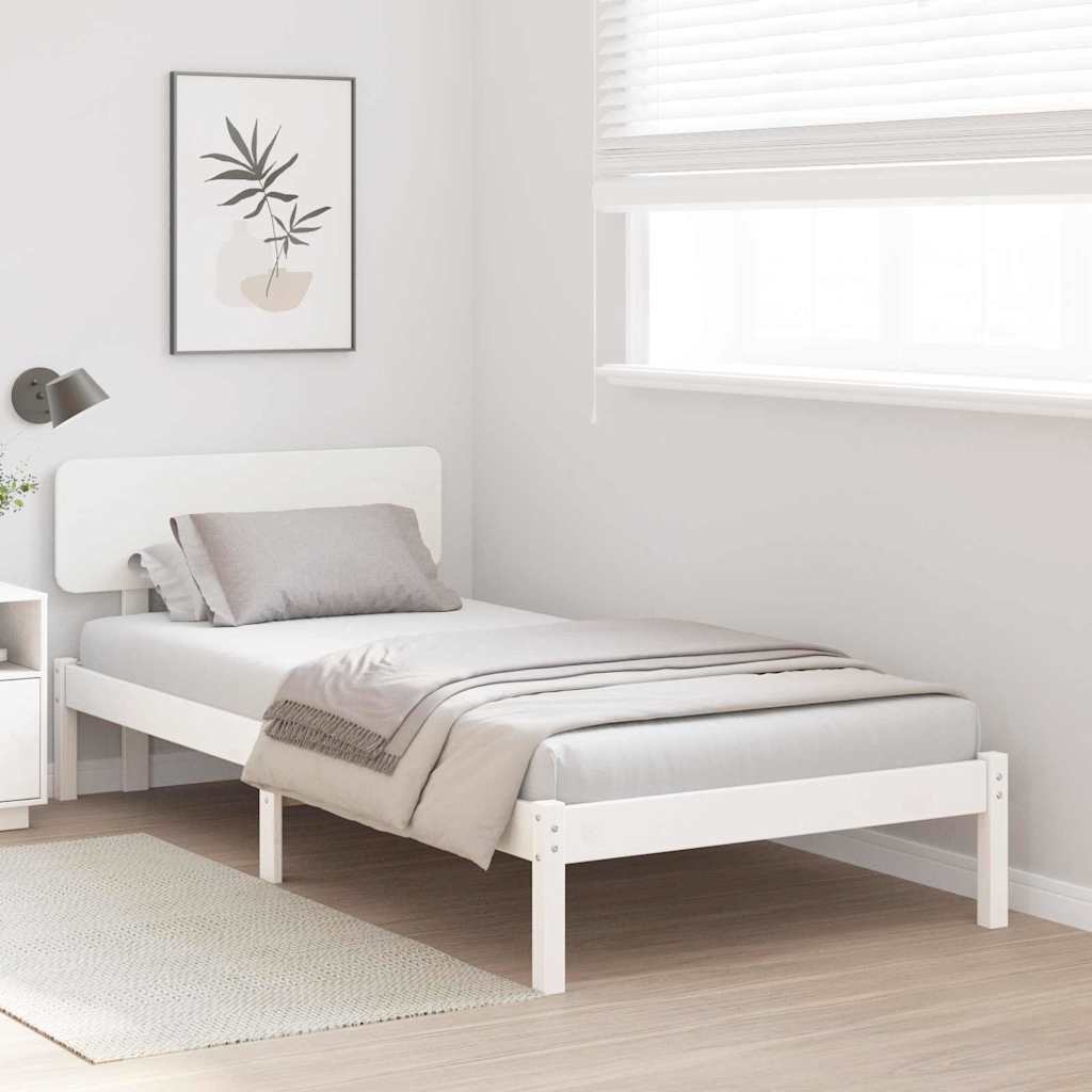 vidaXL Struttura del letto Bianco 75 x 190 cm Legno di pino massello