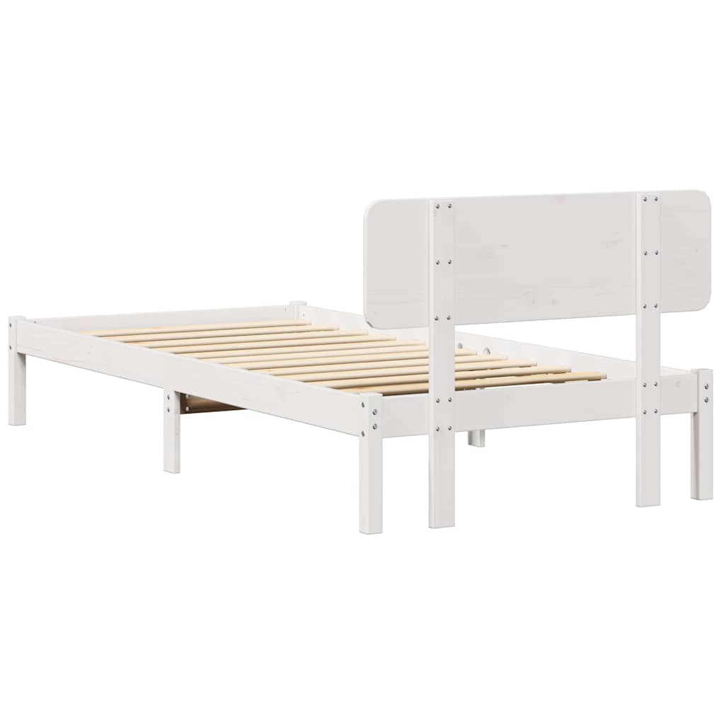 vidaXL Struttura del letto Bianco 75 x 190 cm Legno di pino massello