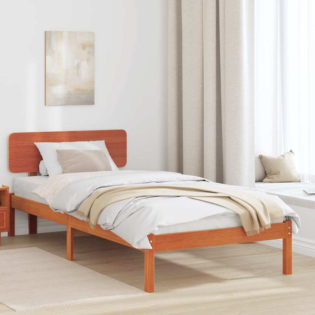vidaXL Struttura del letto con testiera Marrone cerato 75 x 190 cm