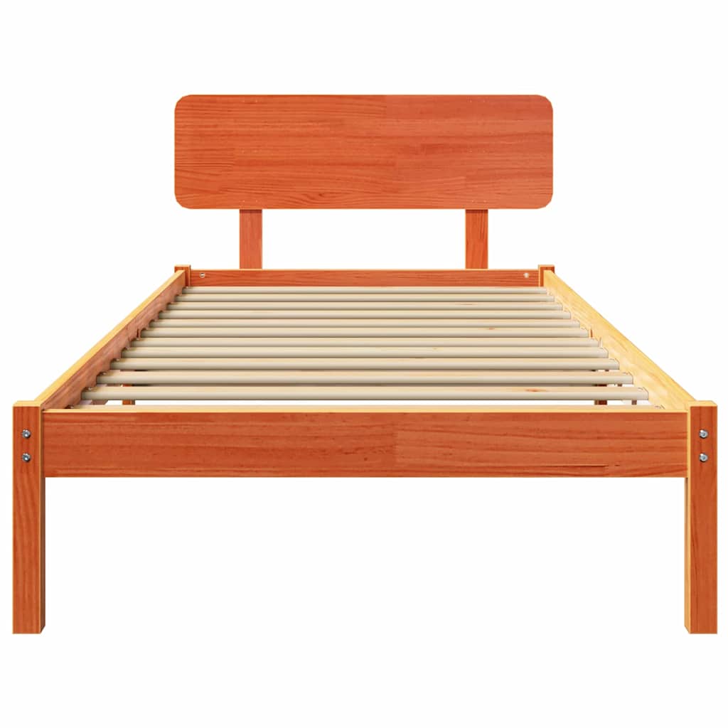 vidaXL Struttura del letto con testiera Marrone cerato 75 x 190 cm