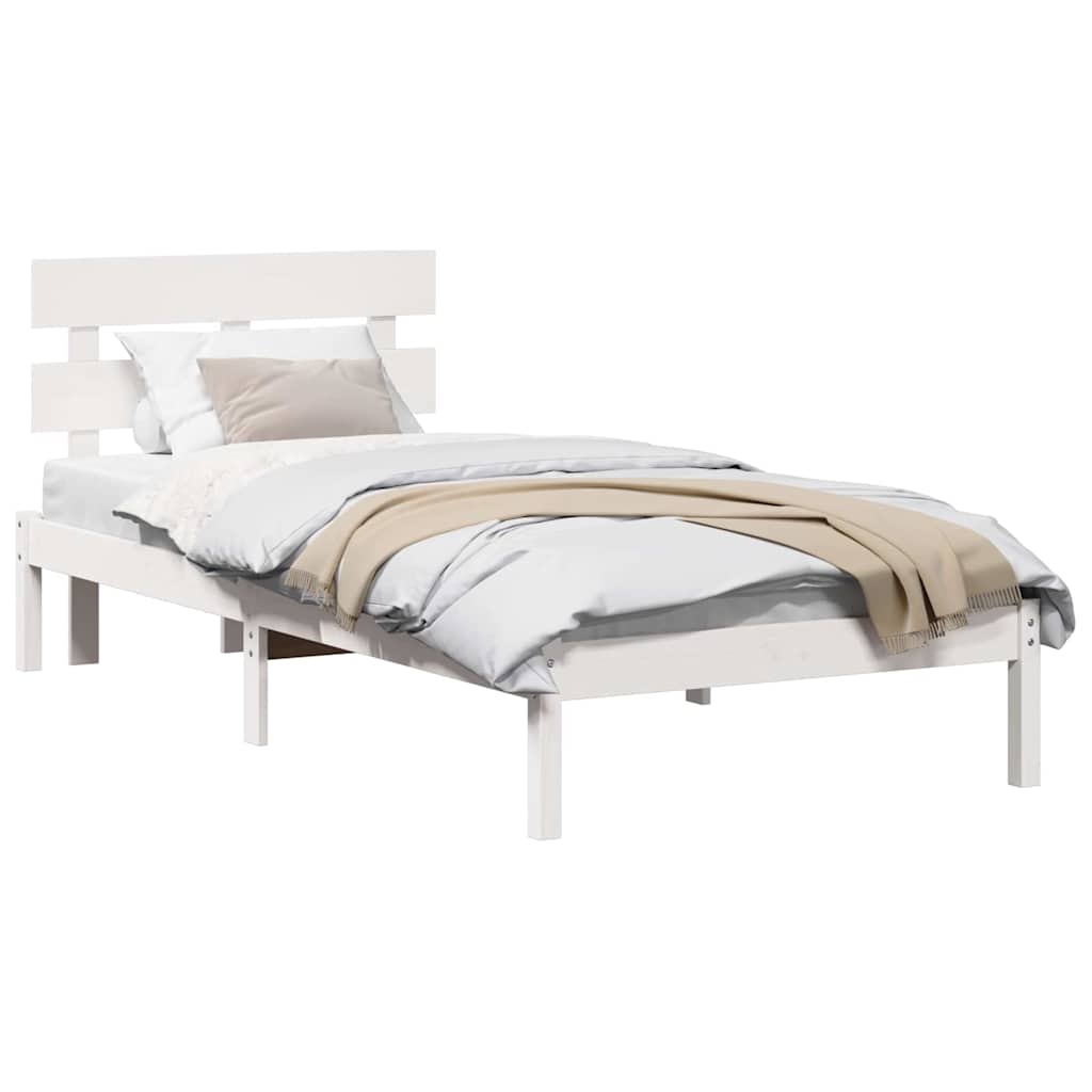 vidaXL Struttura del letto Bianco 90 x 200 cm Legno massello di pino