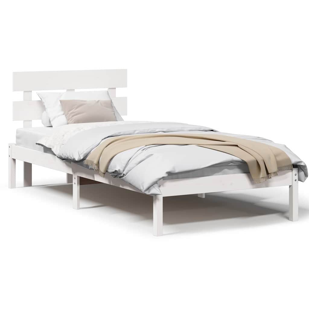 vidaXL Struttura del letto Bianco 90 x 200 cm Legno massello di pino