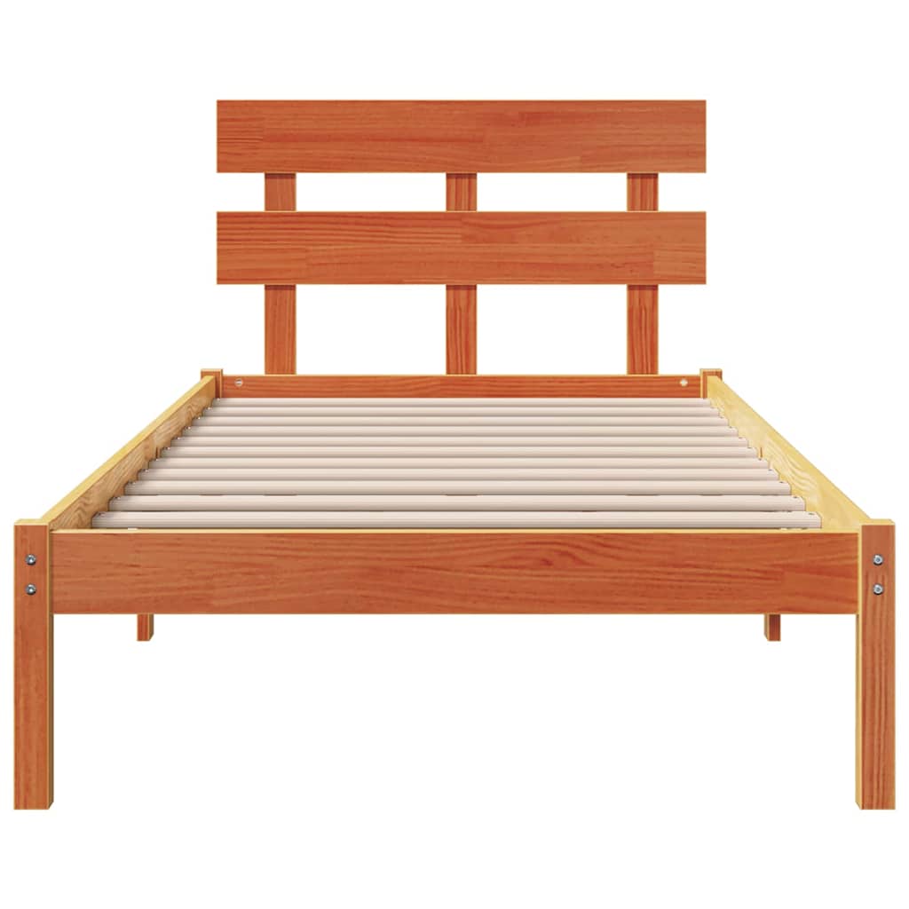 vidaXL Struttura del letto Marrone 90 x 200 cm Legno massello di pino