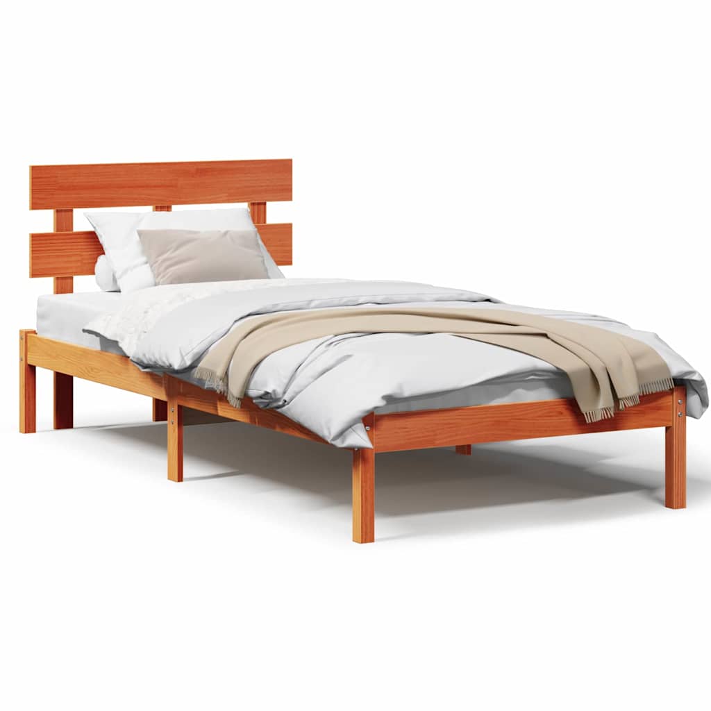 vidaXL Struttura del letto Marrone 90 x 200 cm Legno massello di pino