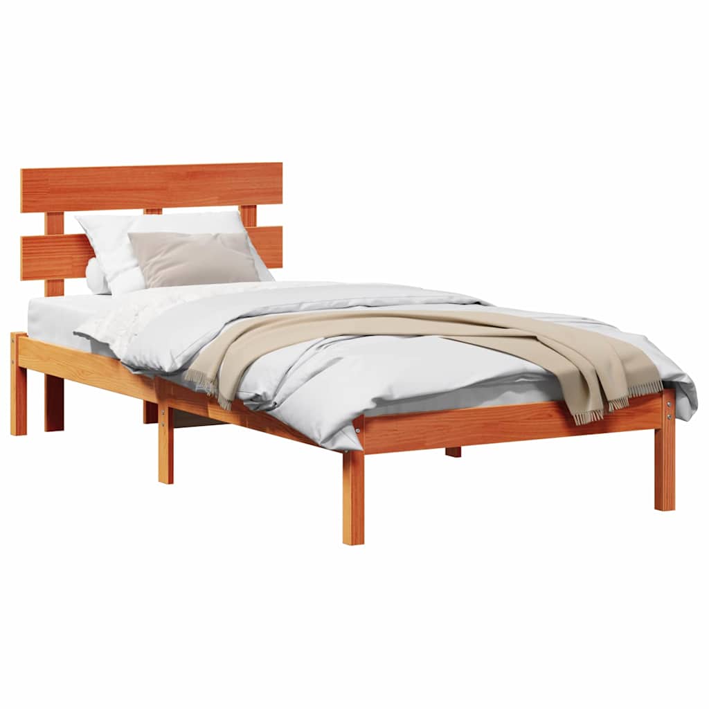 vidaXL Struttura del letto Marrone 90 x 190 cm Legno massello di pino