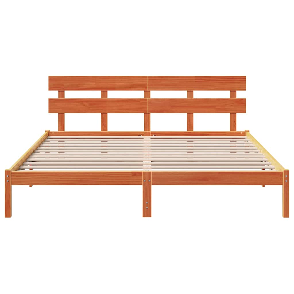 vidaXL Struttura del letto Marrone 200 x 200 cm Legno massello di pino