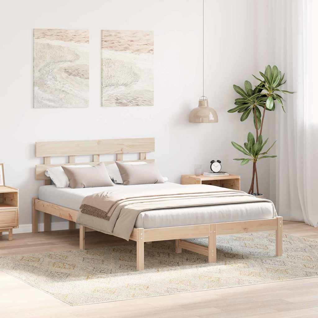 vidaXL Struttura del letto Marrone 135 x 190 cm Legno massello di pino