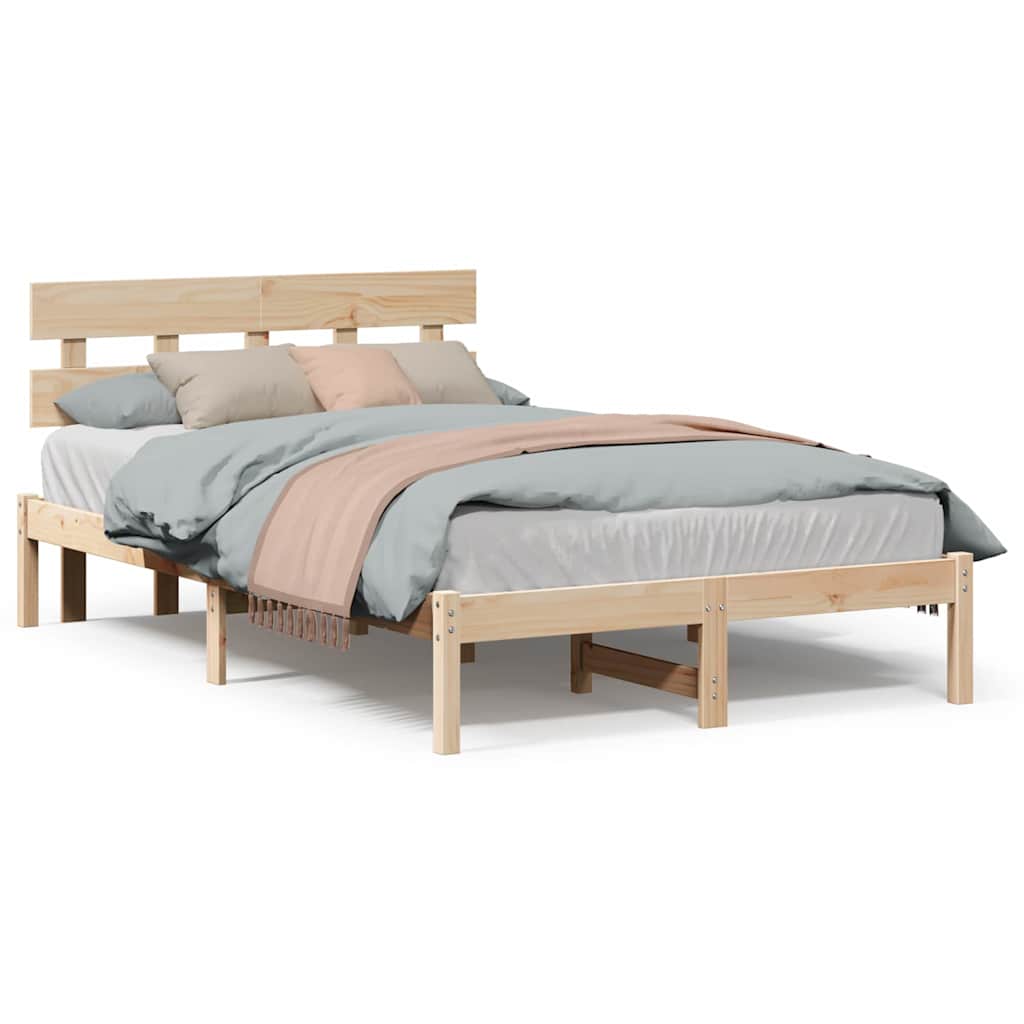 vidaXL Struttura del letto Marrone 135 x 190 cm Legno massello di pino