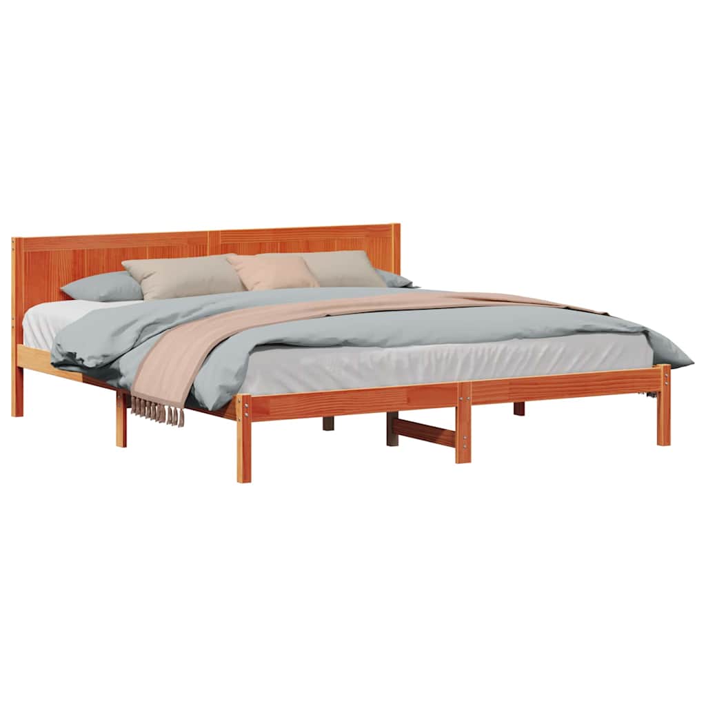 vidaXL Struttura del letto Marrone 200 x 200 cm Legno massello di pino