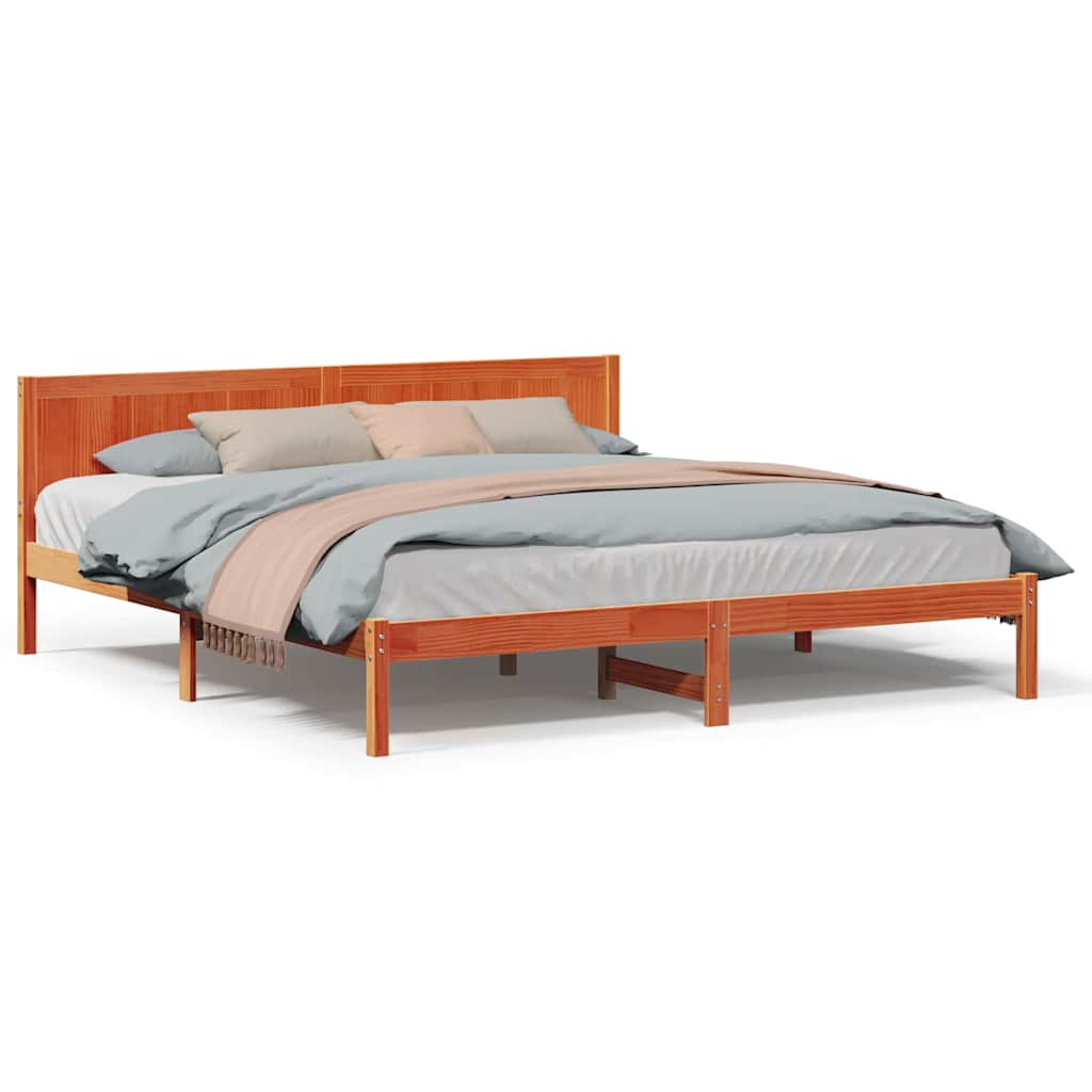 vidaXL Struttura del letto Marrone 200 x 200 cm Legno massello di pino