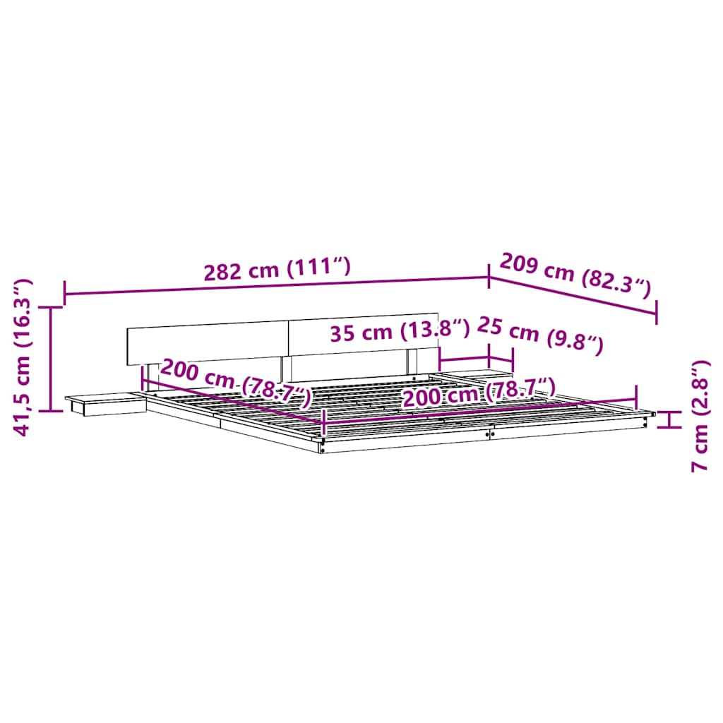 vidaXL Struttura del letto Marrone 200 x 200 cm legno