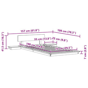 Struttura del letto Marrone 75 x 190 cm legno 872426
