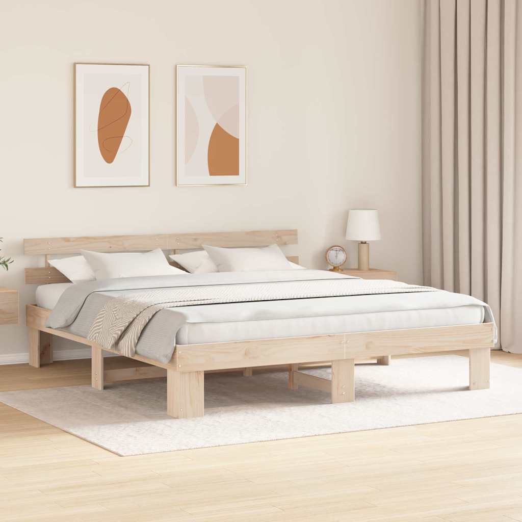 vidaXL Struttura del letto Marrone 200 x 200 cm Legno massello di pino