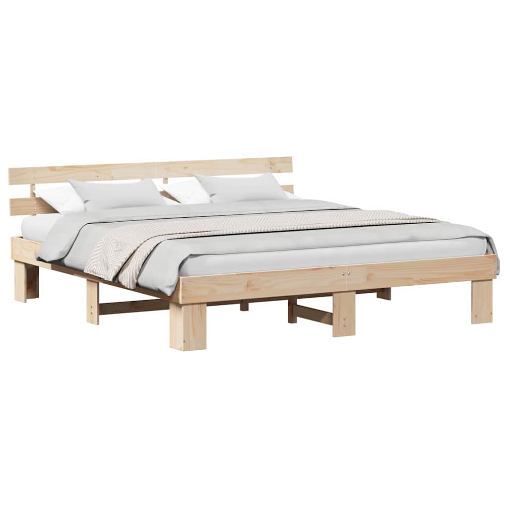 vidaXL Struttura del letto Marrone 200 x 200 cm Legno massello di pino
